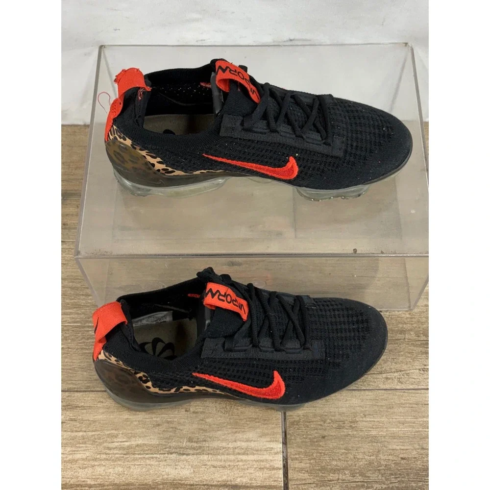 Nike Air VaporMax Flyknit 3 Leopard Swoosh Black Red Women's Shoes‎ Size 6 - Picture 8 of 9